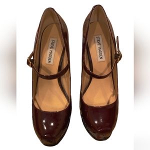 STEVE MADDEN “sussex” maroon patent platform mary-jane style heel SIZE 8